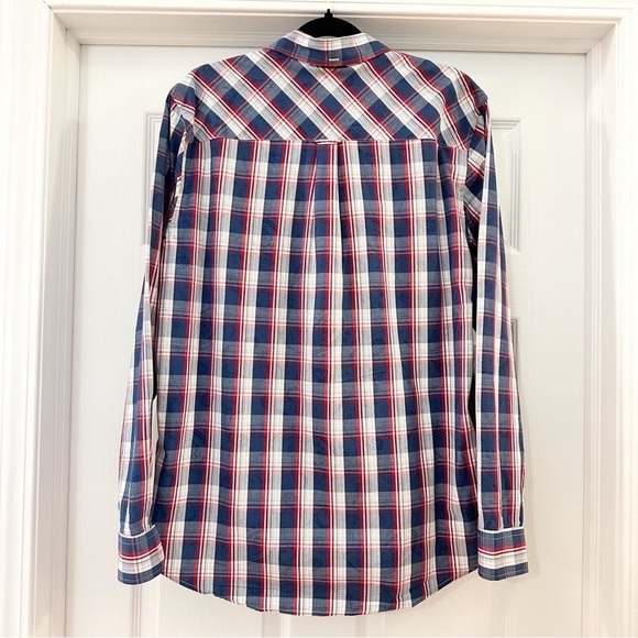 Ben Sherman Red White Blue Plaid Paisley Long Sleeve Button Down Shirt sz Large - Picture 2 of 5